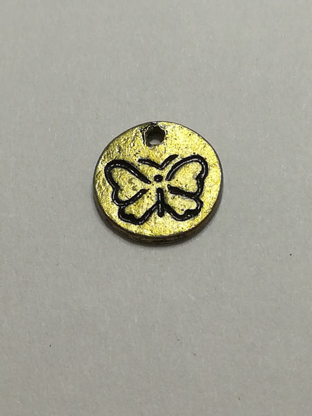Charm Dangle: 'Brass' Butterfly Disk