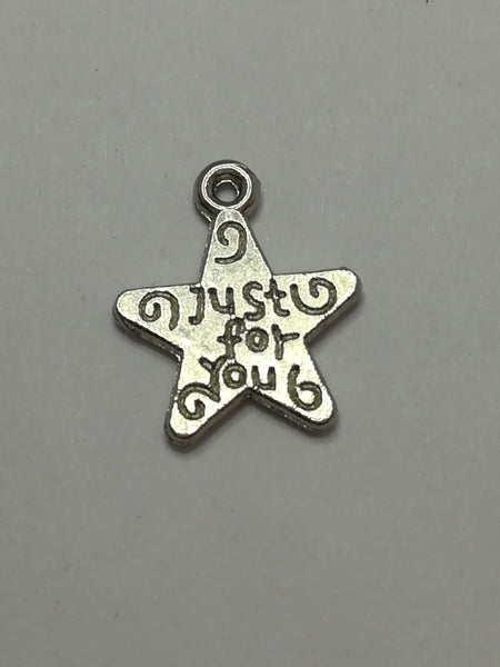 Charm Dangle: 'Silver' Starfish with Just For You Engraving
