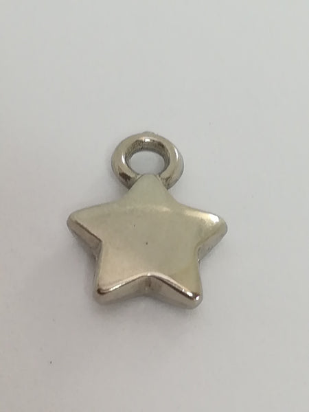Charm Dangle: 'Silver' Puffy Stars