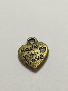 Charm Dangle: 'Brass' Made With Love Heart