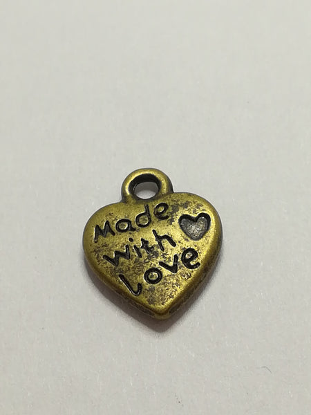 Charm Dangle: 'Brass' Made With Love Heart