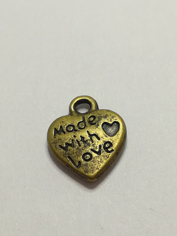 Charm Dangle: 'Brass' Made With Love Heart