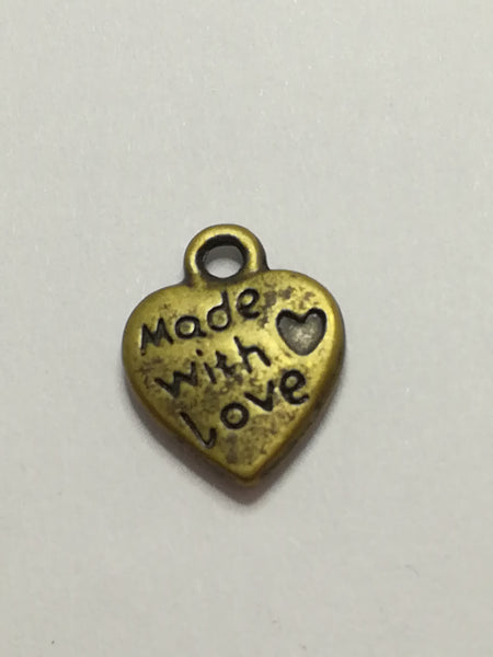 Charm Dangle: 'Brass' Made With Love Heart