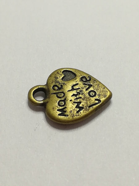 Charm Dangle: 'Brass' Made With Love Heart
