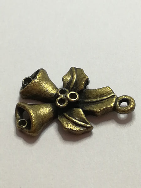Charm Dangle: 'Brass' Christmas Holly