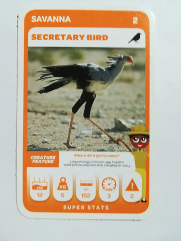 Pick n Pay South African Super Animals (Green) - Card 2 - Secretary Bird