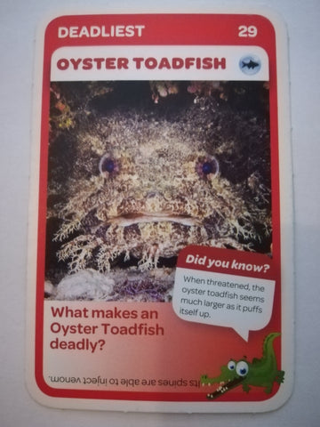 Pick n Pay South African Super Animals (Blue) - Card 29 - Oyster Toadfish