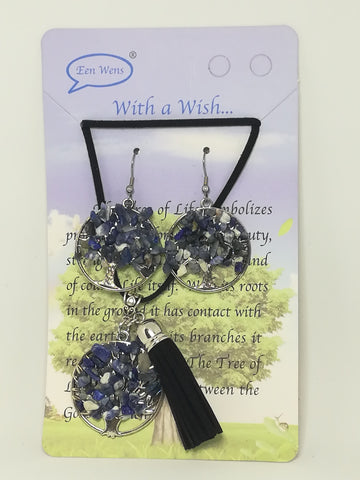 Necklace and Earring Set Tree of Life (Lapiz Lazulli)