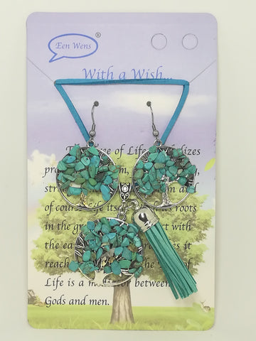 Necklace and Earring Set Tree of Life (Turquoise)
