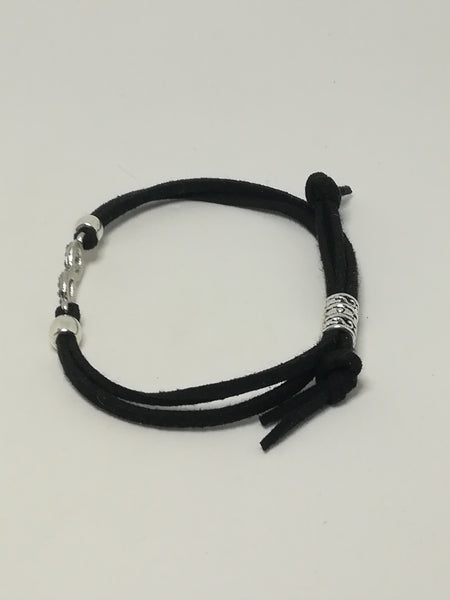 Black Rope & 'Silver' Bracelet & Beautiful 'Silver' Infinity Charm