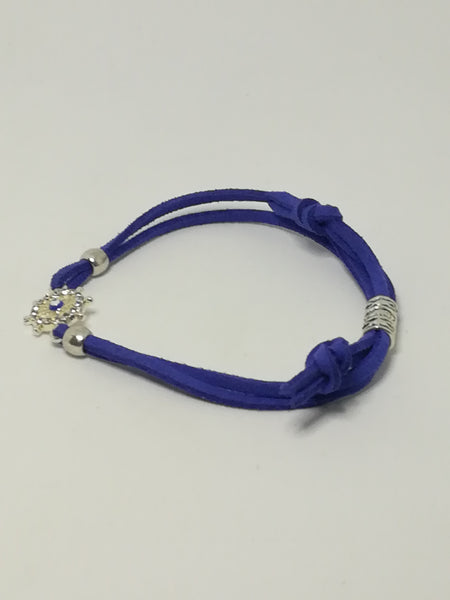 Blue Rope & 'Silver' Bracelet & Nautical (Helm) & Evil Eye Charm ('Silver' & Blue)