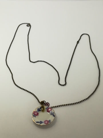 Fashion Necklace with Miniature Dinner Plate Charm on Bubbly Chain