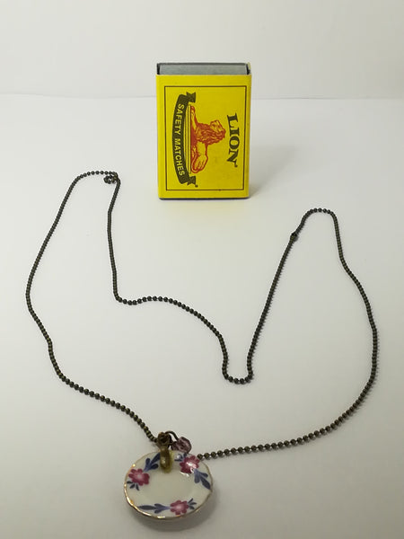 Fashion Necklace with Miniature Dinner Plate Charm on Bubbly Chain
