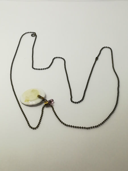 Fashion Necklace with Miniature Dinner Plate Charm on Bubbly Chain