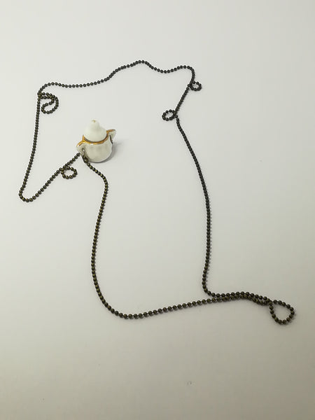 Fashion Necklace with Sugar Pot Charm on Bubbly Chain