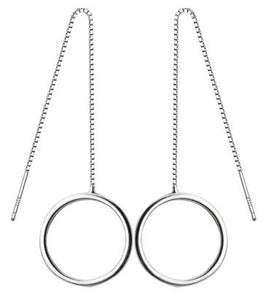 Sterling Silver Circle Threader Earrings