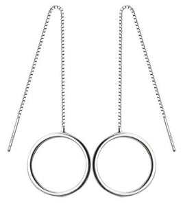 Sterling Silver Circle Threader Earrings