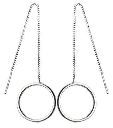 Sterling Silver Circle Threader Earrings