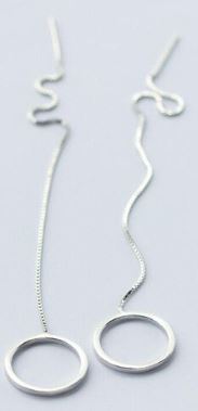 Sterling Silver Circle Threader Earrings