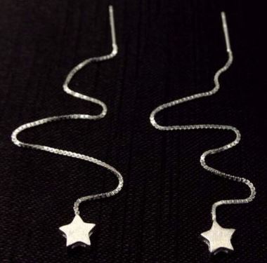 Sterling Silver Star 86mm Threader Earrings