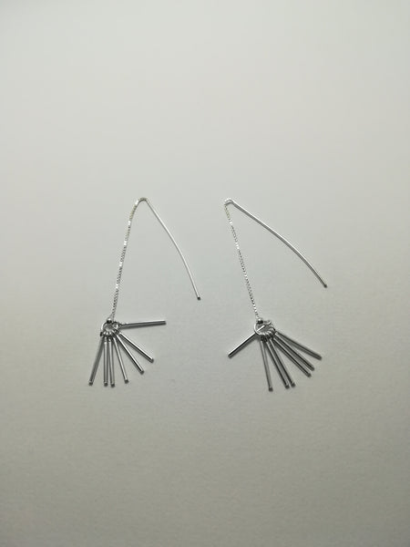 Sterling Silver Tassel Bars Threader Earrings