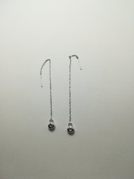 Sterling Silver Round Cubic Zirconia Threader Earrings