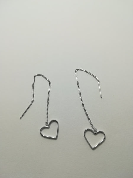 Sterling Silver Heart Threader Earrings