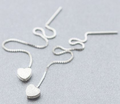 Sterling Silver Heart Threader Earrings