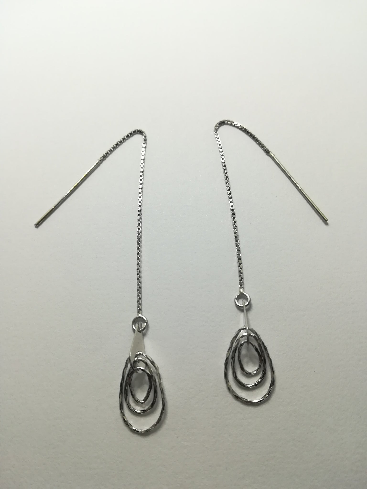 Sterling Silver Oval 80mm Threader Earrings