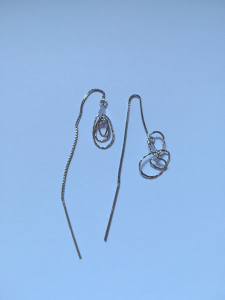 Sterling Silver Oval 80mm Threader Earrings