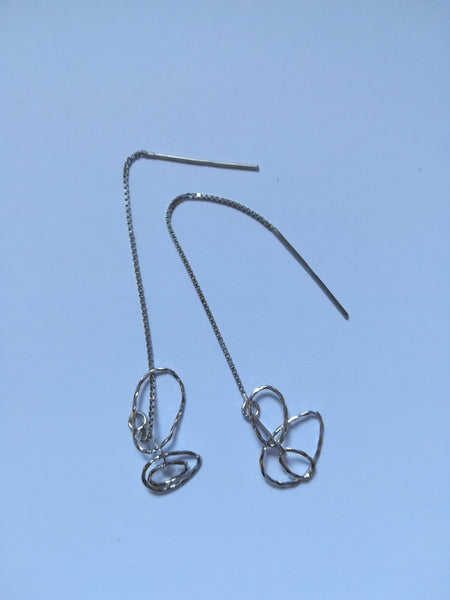 Sterling Silver Oval 80mm Threader Earrings