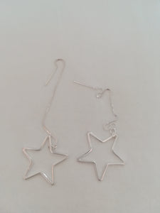 Sterling Silver 20mm Star Threader Earrings