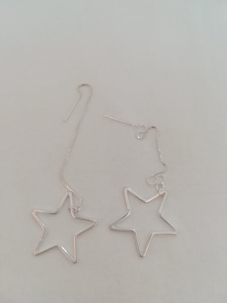Sterling Silver 20mm Star Threader Earrings