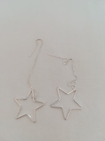 Sterling Silver 20mm Star Threader Earrings