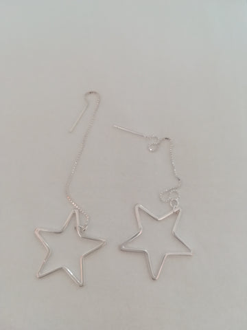 Sterling Silver 20mm Star Threader Earrings