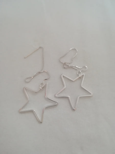 Sterling Silver 20mm Star Threader Earrings
