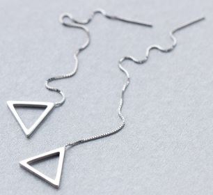 Sterling Silver Geometric Triangle Threader Earrings