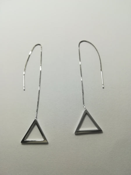 Sterling Silver Geometric Triangle Threader Earrings