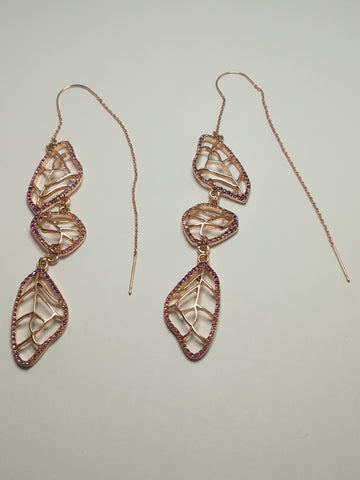 Ornate Fashion Threader Earrings 'Rose Gold'