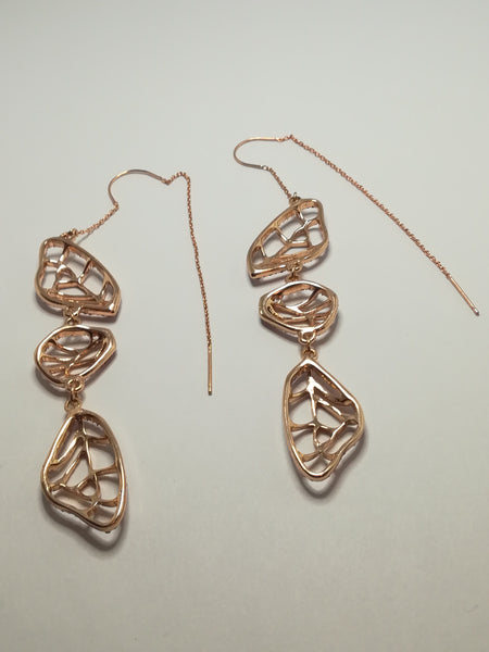 Ornate Fashion Threader Earrings 'Rose Gold'
