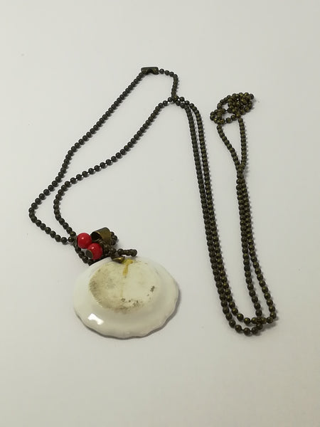 Fashion Necklace with Miniature Dinner Plate Charm on Bubbly Chain