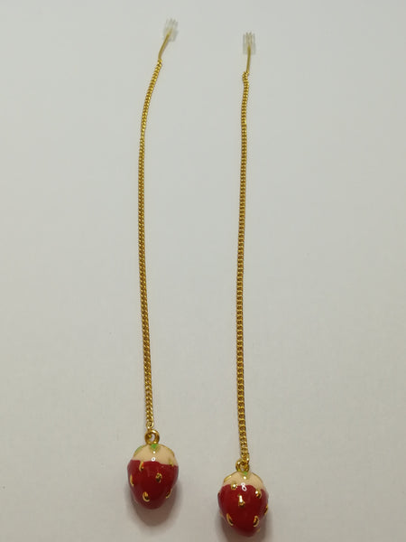 Strawberry 'Gold' Fashion Threader Earrings