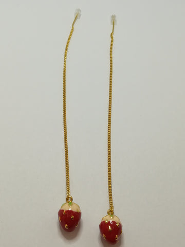 Strawberry 'Gold' Fashion Threader Earrings