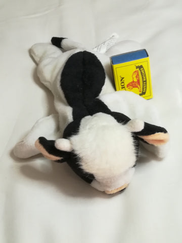 Black, White & Rusty Pink Ears Cow Bean Bag with Bell