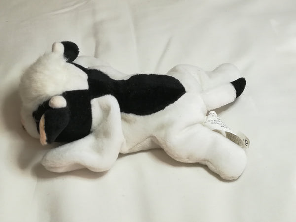 Black, White & Rusty Pink Ears Cow Bean Bag with Bell