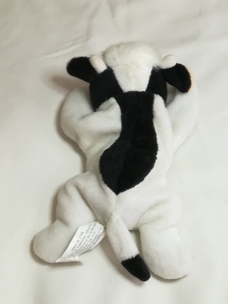 Black, White & Rusty Pink Ears Cow Bean Bag with Bell