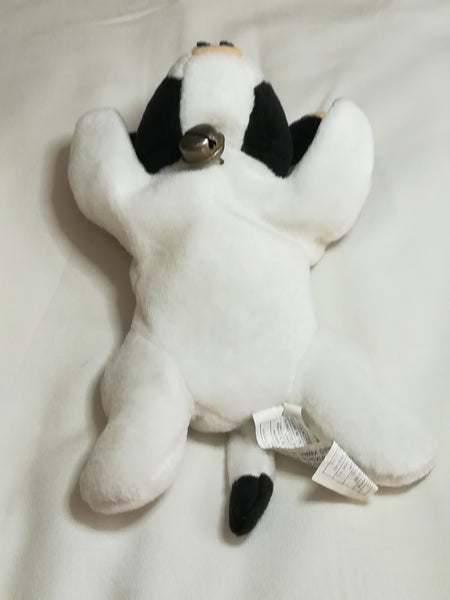 Black, White & Rusty Pink Ears Cow Bean Bag with Bell