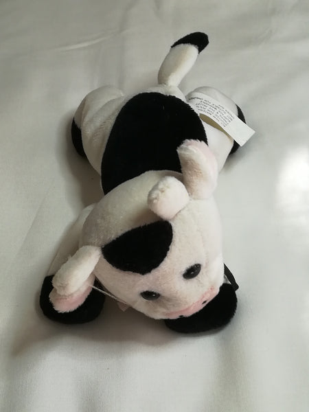 Black, White & Baby Pink Ears Cow Bean Bag Toy - Adorable!