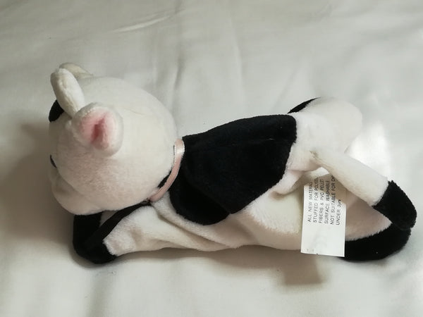 Black, White & Baby Pink Ears Cow Bean Bag Toy - Adorable!