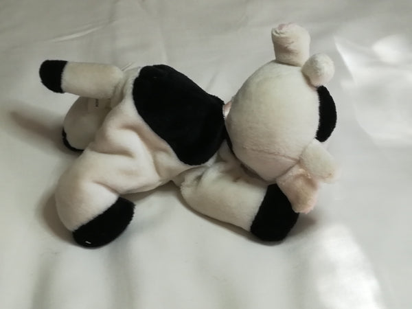 Black, White & Baby Pink Ears Cow Bean Bag Toy - Adorable!